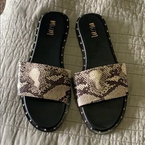 Snakeskin Slides with Metal Detail